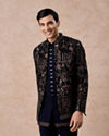 Velvety Charm Dark Blue Open Jodhpuri Suit